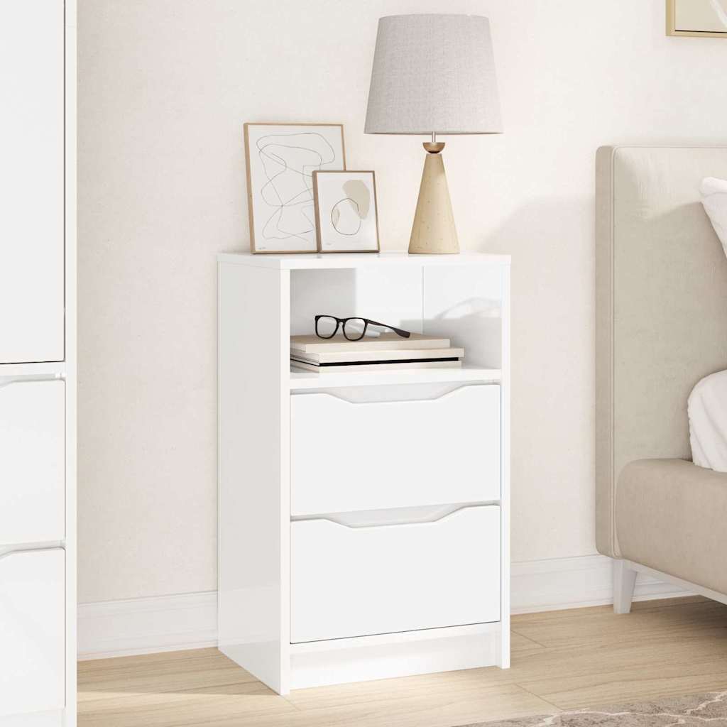 Bedside Table High Gloss White 40 x 30 x 467 cm Engineered Wood