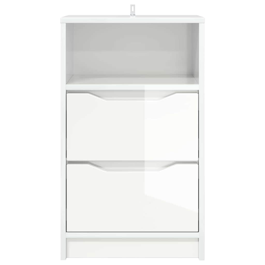 Bedside Table High Gloss White 40 x 30 x 467 cm Engineered Wood