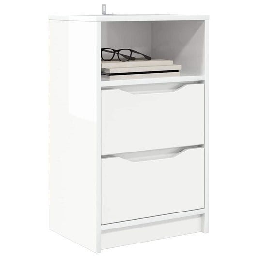 Bedside Table High Gloss White 40 x 30 x 467 cm Engineered Wood