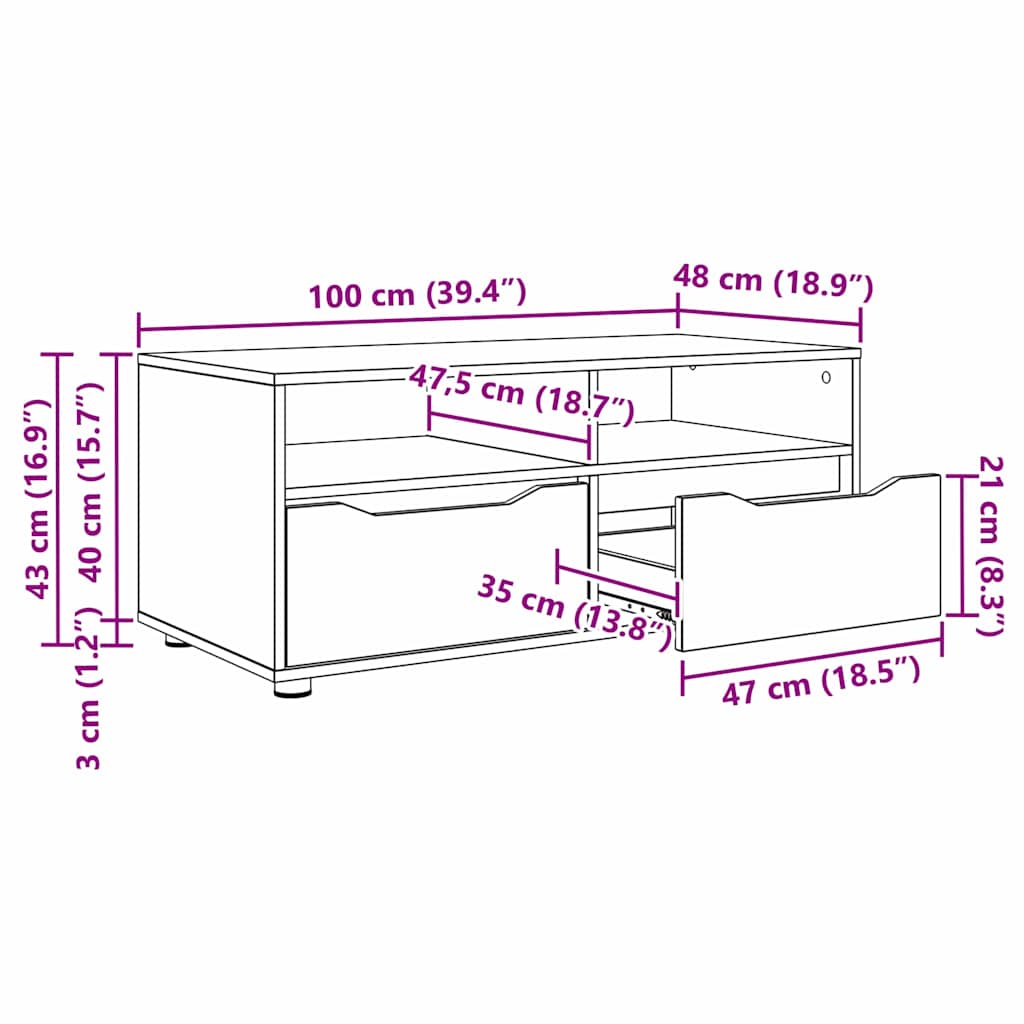TV Cabinet Old Wood 100 x 48 x 43 cm Engineered Wood