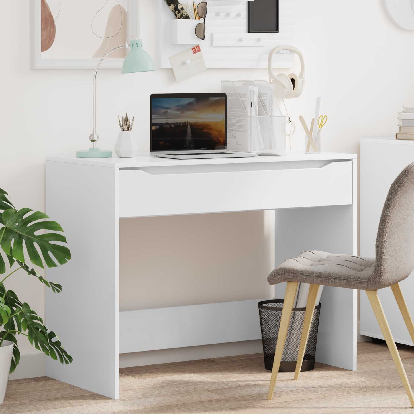 Desk with Drawer White 100 x 50 x 78 cm Engineered Wood