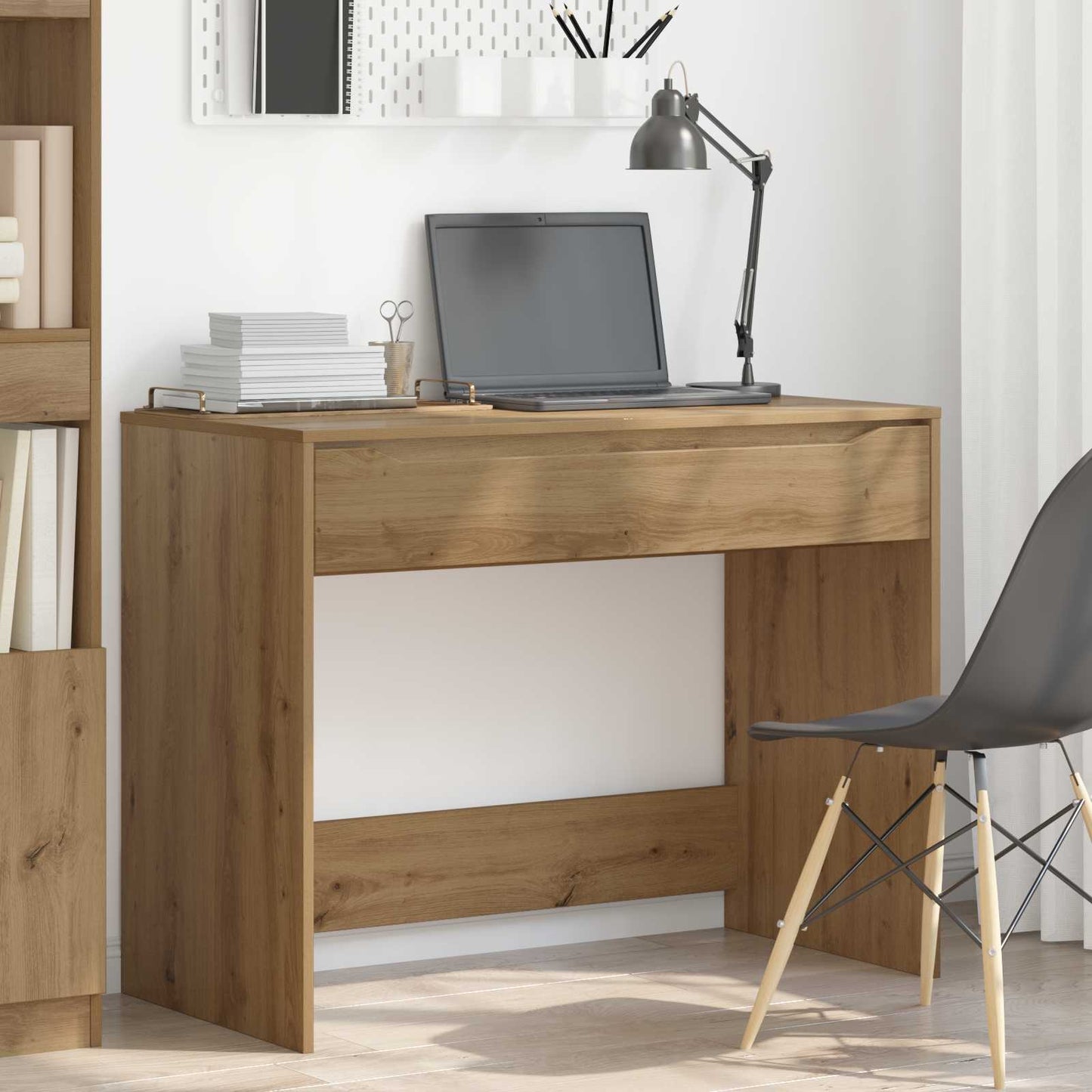 Desk with Drawer Artisan Oak 100 x 50 x 78 cm Engineered Wood