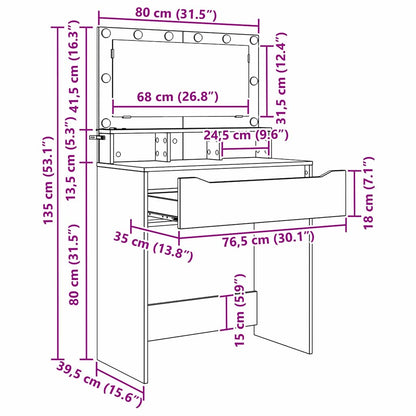 Bedroom Dressing Tables with Drawer White 80 x 39.6 x 135 cm