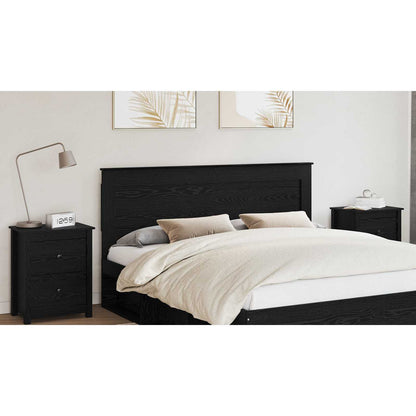 Headboard with Headboard Black Oak 200 cm Engineered Wood