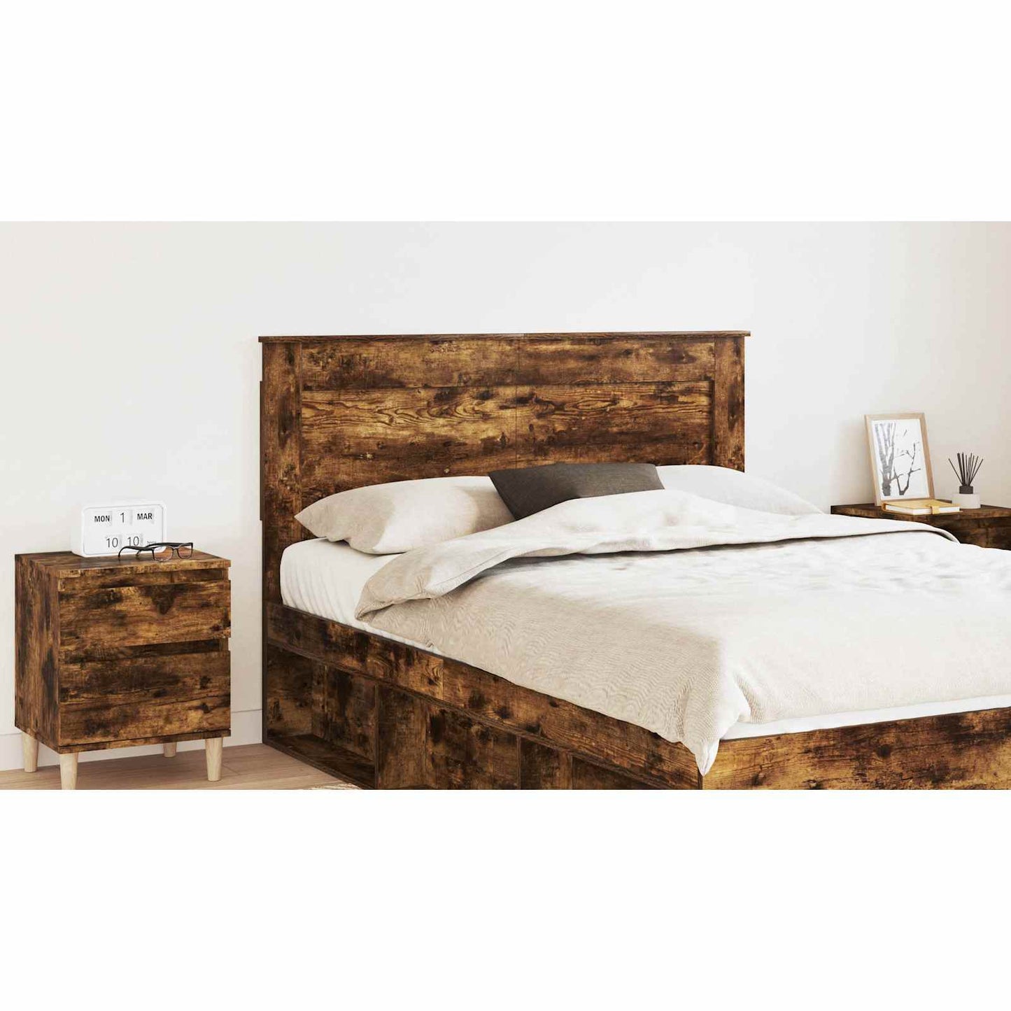 Headboard with Headboard Smoked Oak 150 cm Engineered Wood
