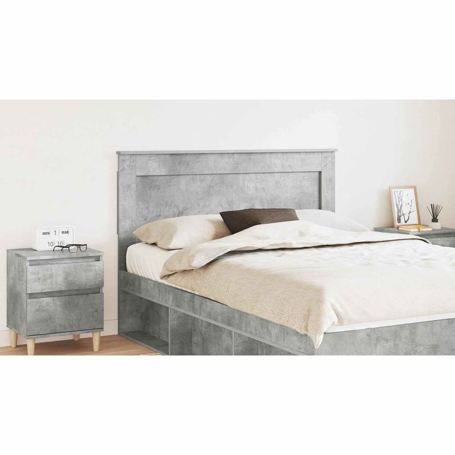 Headboard with Headboard Concrete Grey 140 cm Engineered Wood