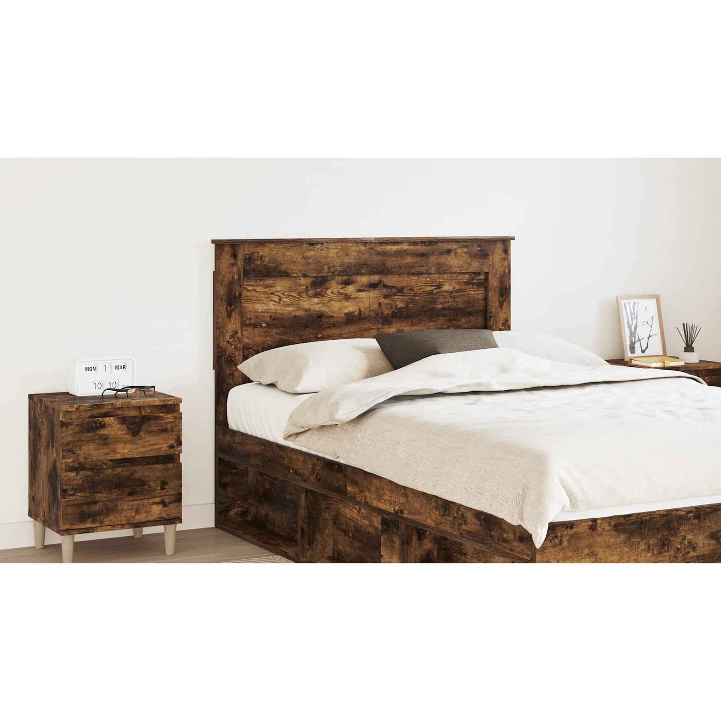 Headboard with Headboard Smoked Oak 135 cm Engineered Wood