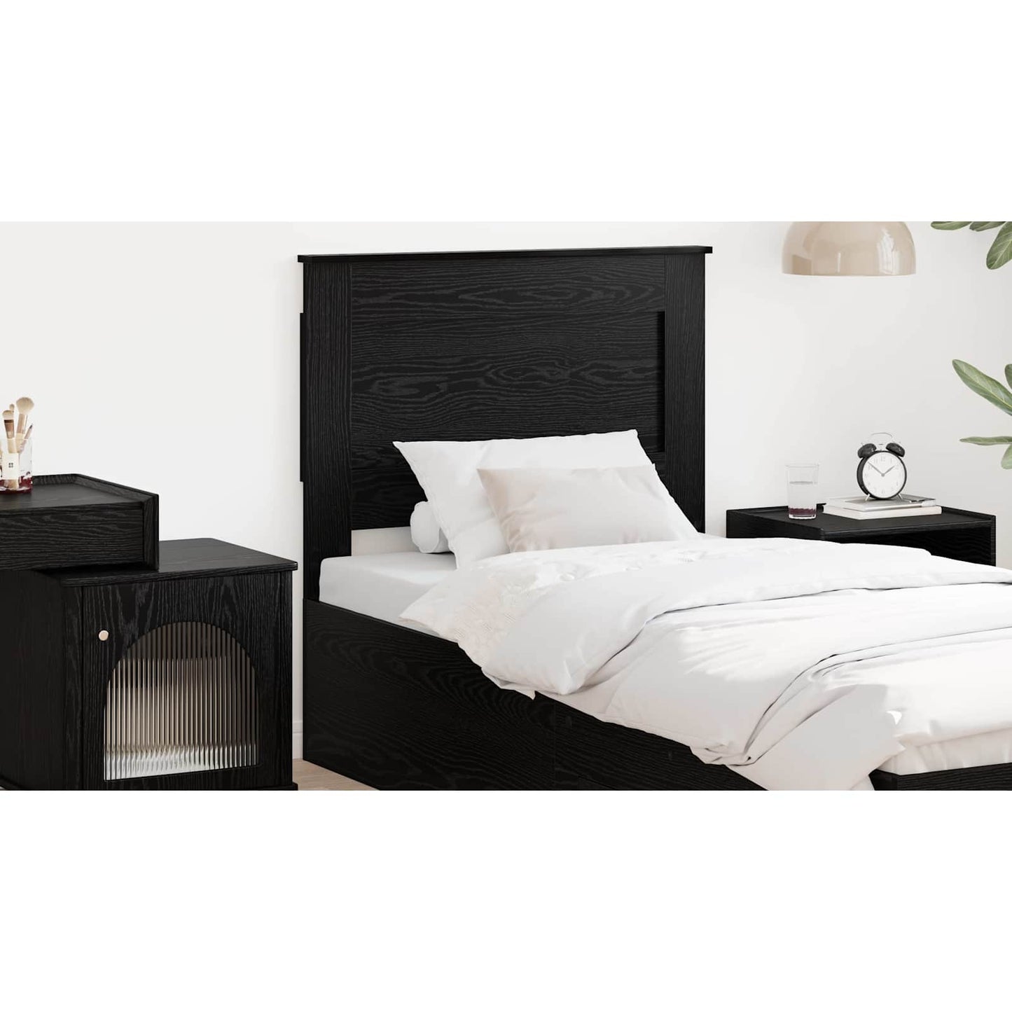 Headboard with Headboard Black Oak 100 cm Engineered Wood
