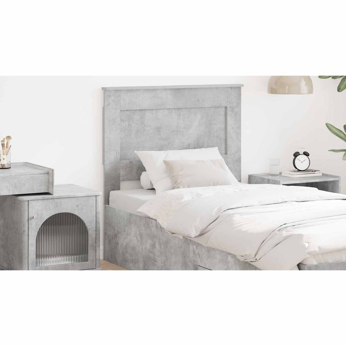 Headboard with Headboard Concrete Grey 100 cm Engineered Wood
