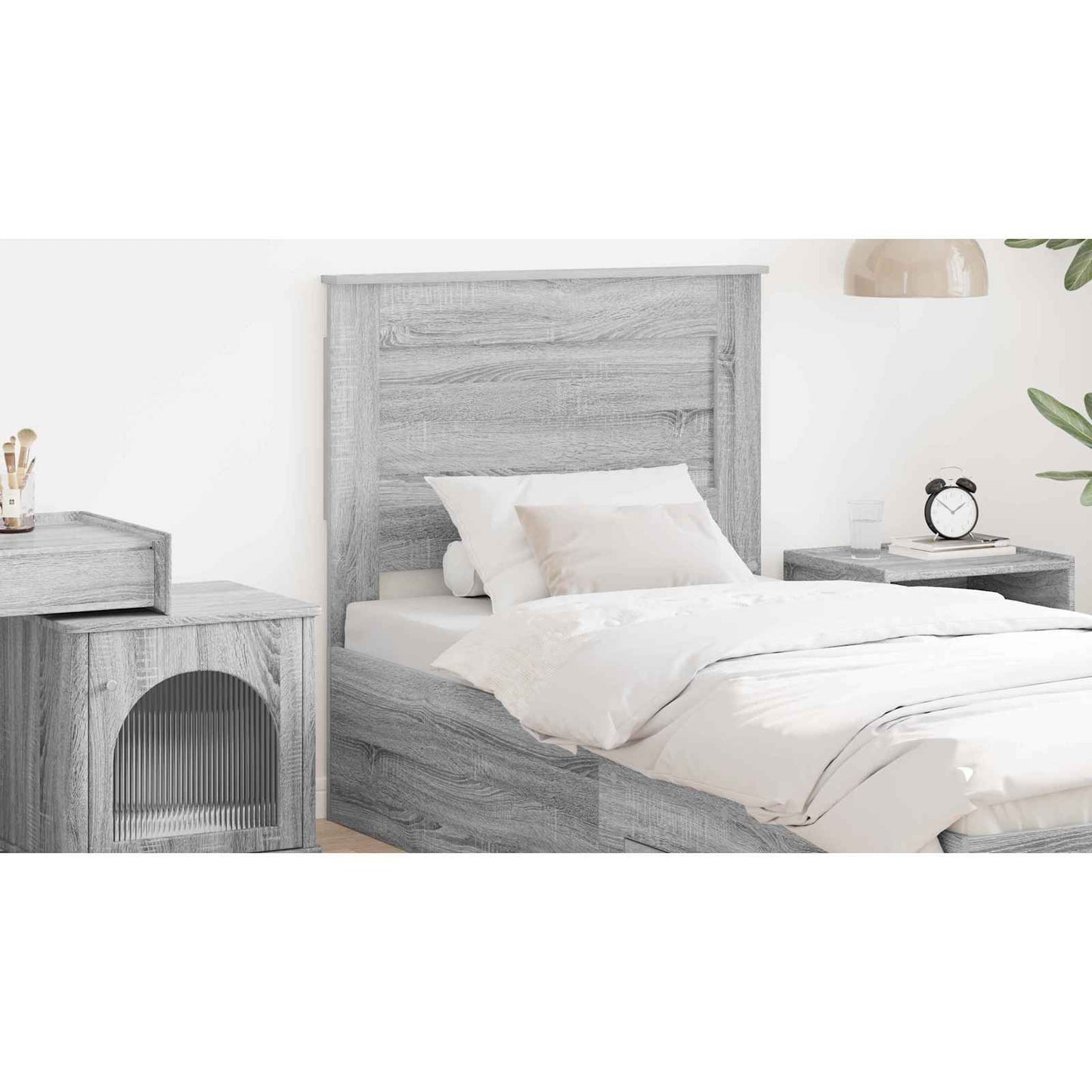Headboard with Headboard Grey Sonoma 100 cm Engineered Wood