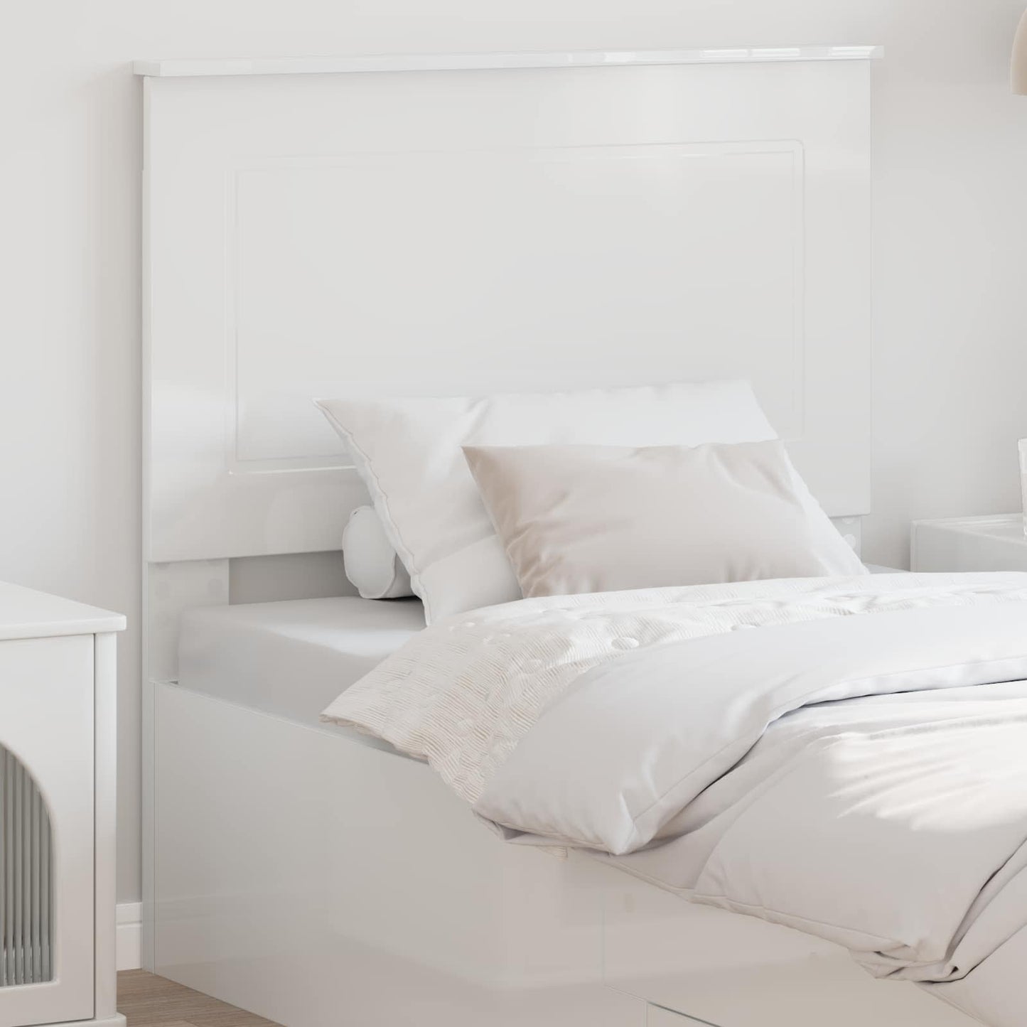 Headboard Gloss White 100 cm Engineered Wood