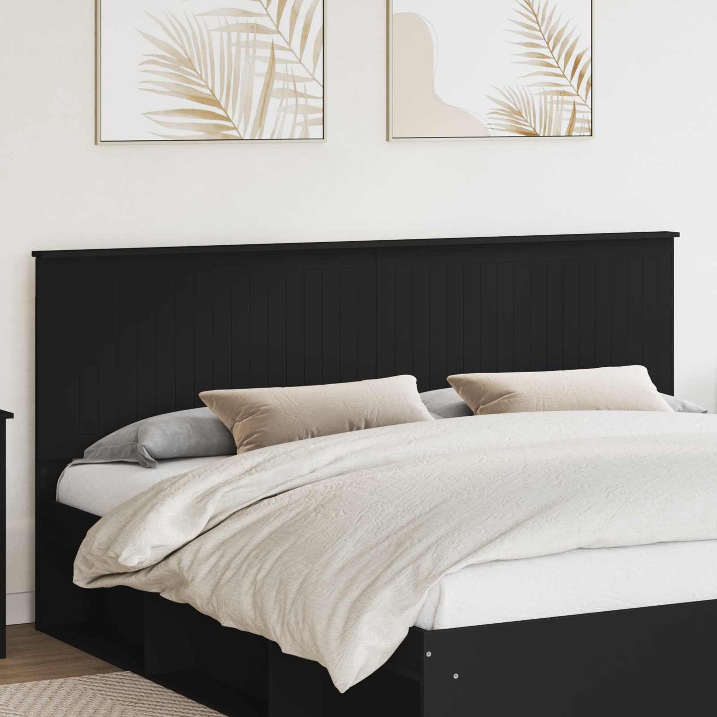 Headboard with Headboard Black Oak 200 cm Engineered wood