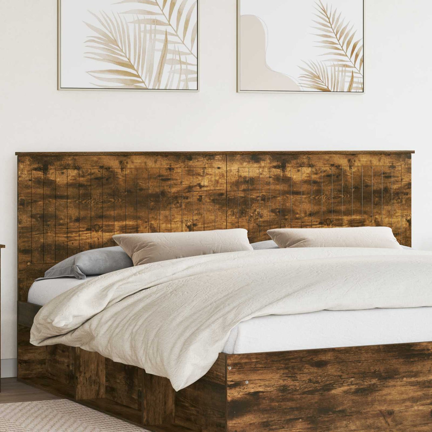 Headboard with Headboard Smoked Oak 200 cm Engineered wood