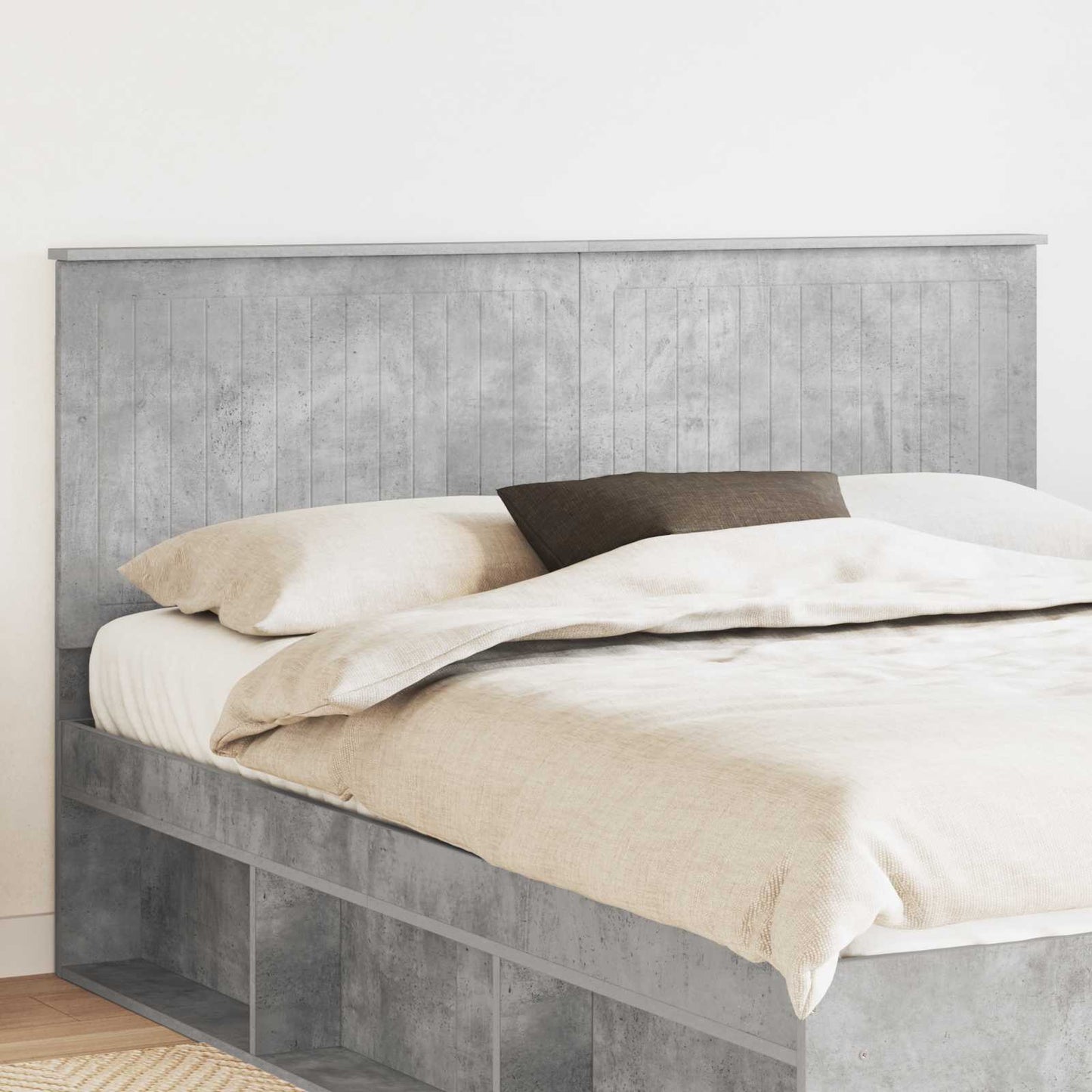 Headboard with Headboard Concrete Grey 160 cm Engineered wood