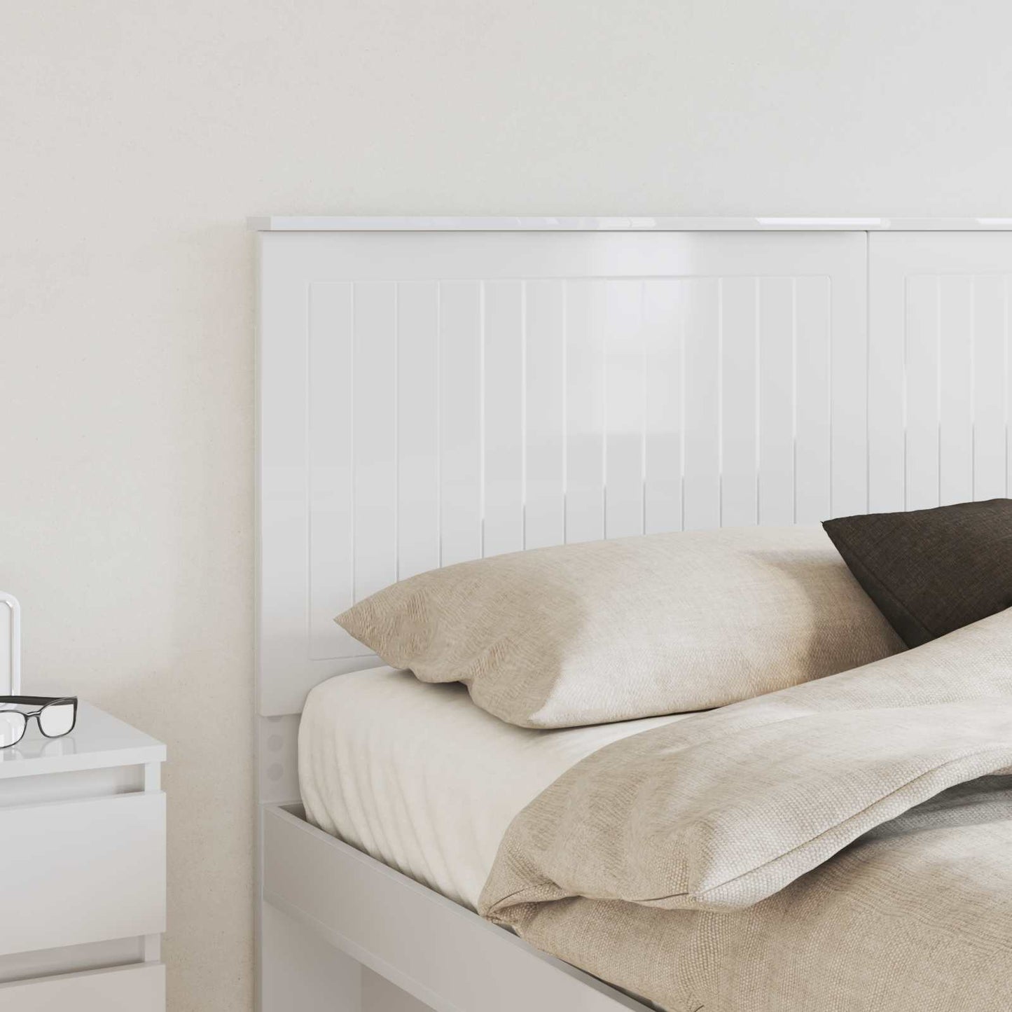Headboard with Headboard Gloss White 160 cm Engineered wood