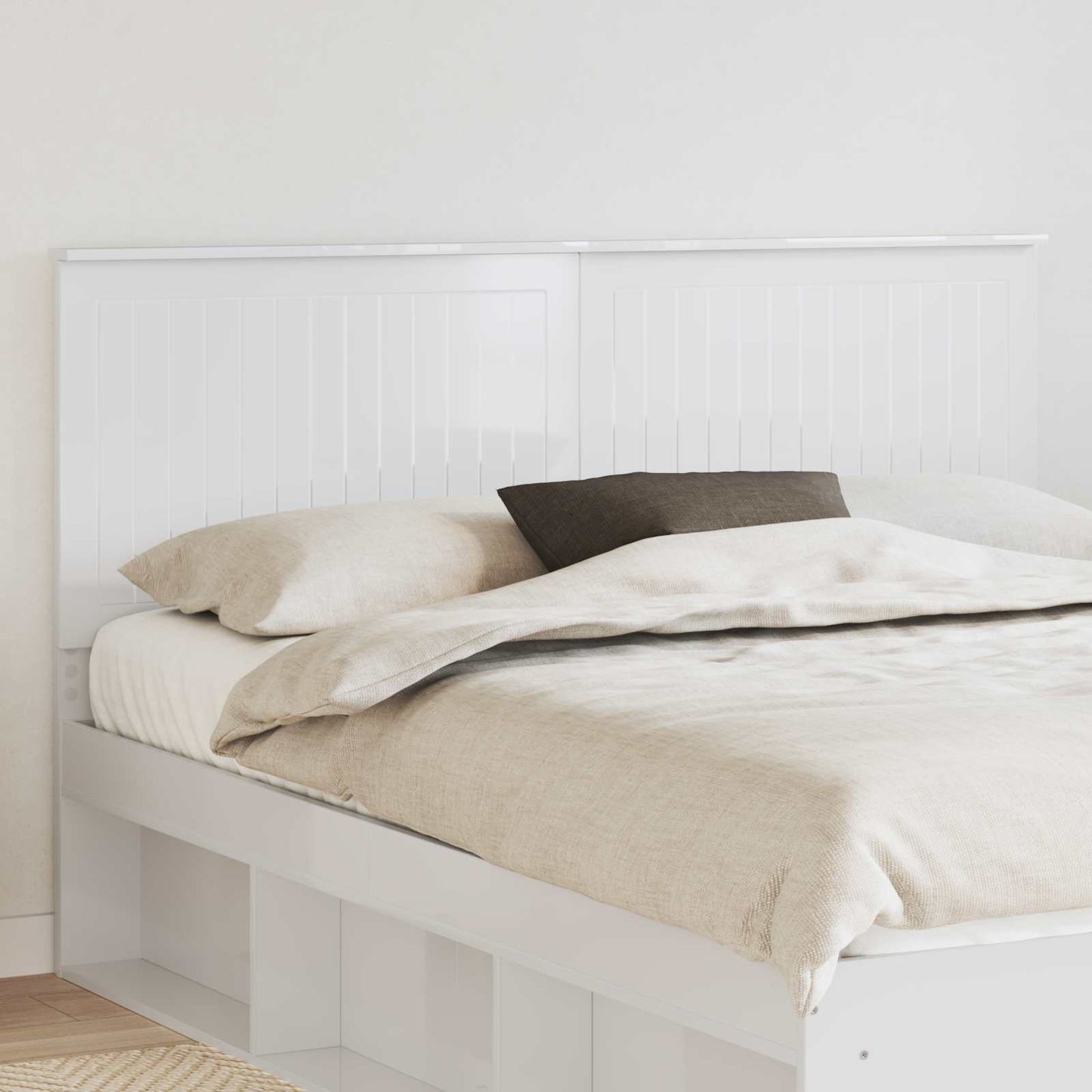 Headboard with Headboard Gloss White 160 cm Engineered wood