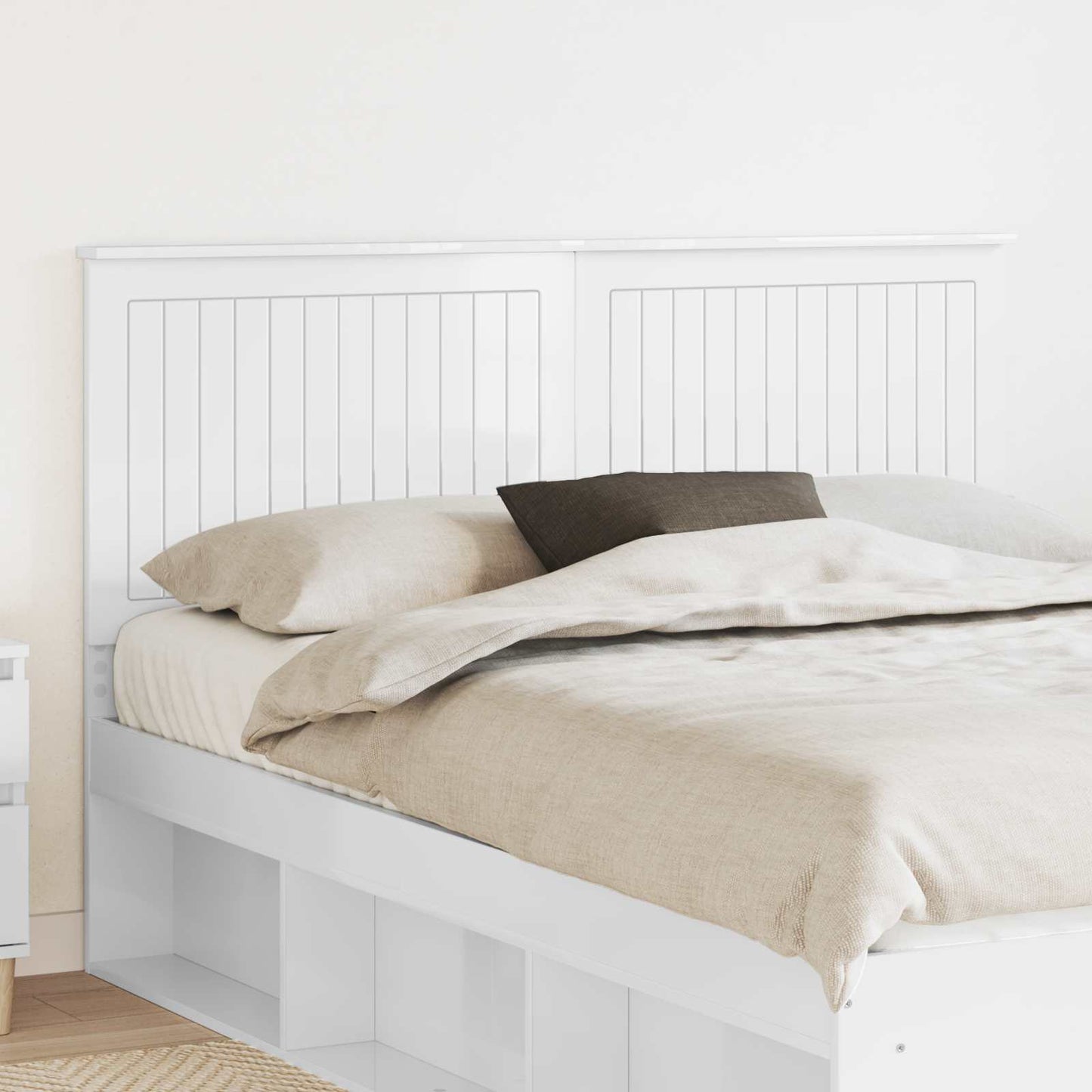 Headboard with Headboard Gloss White 150 cm Engineered wood