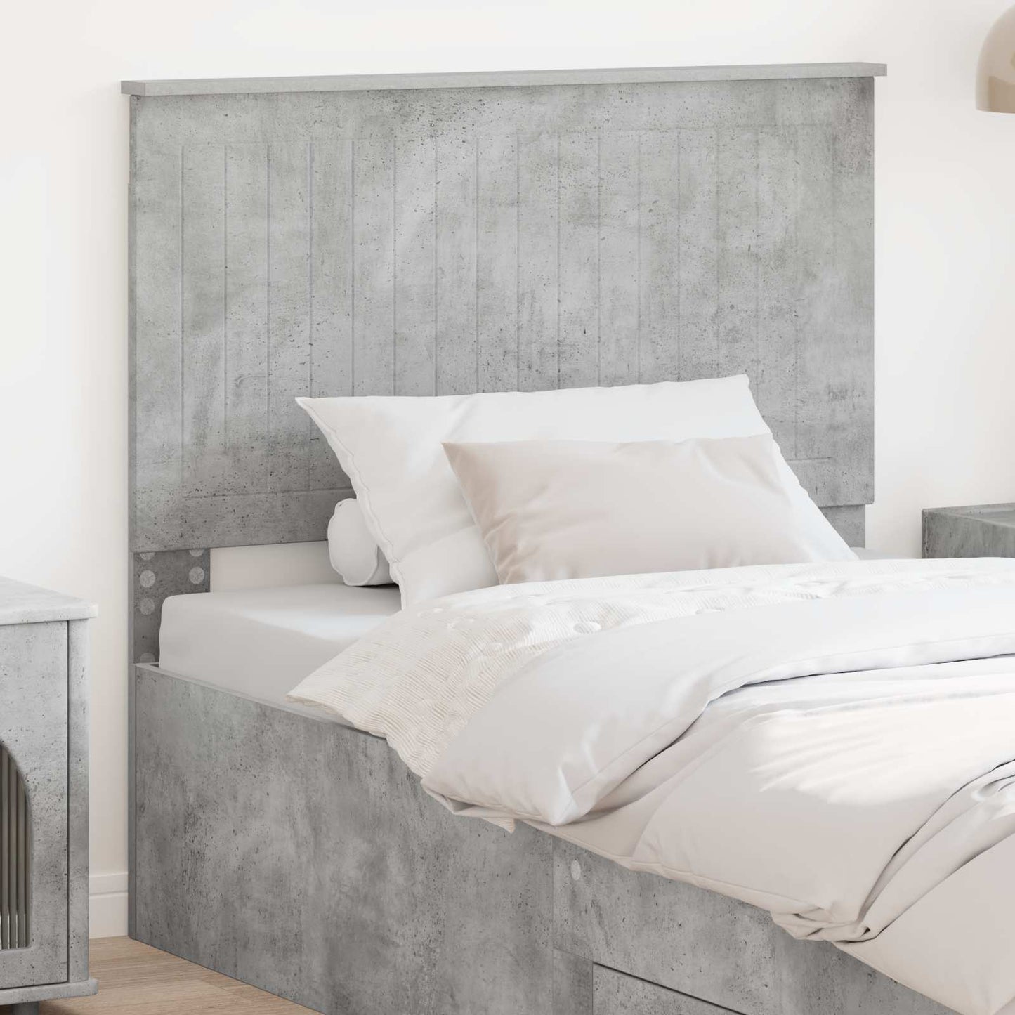Headboard with Headboard Concrete Grey 100 cm Engineered wood