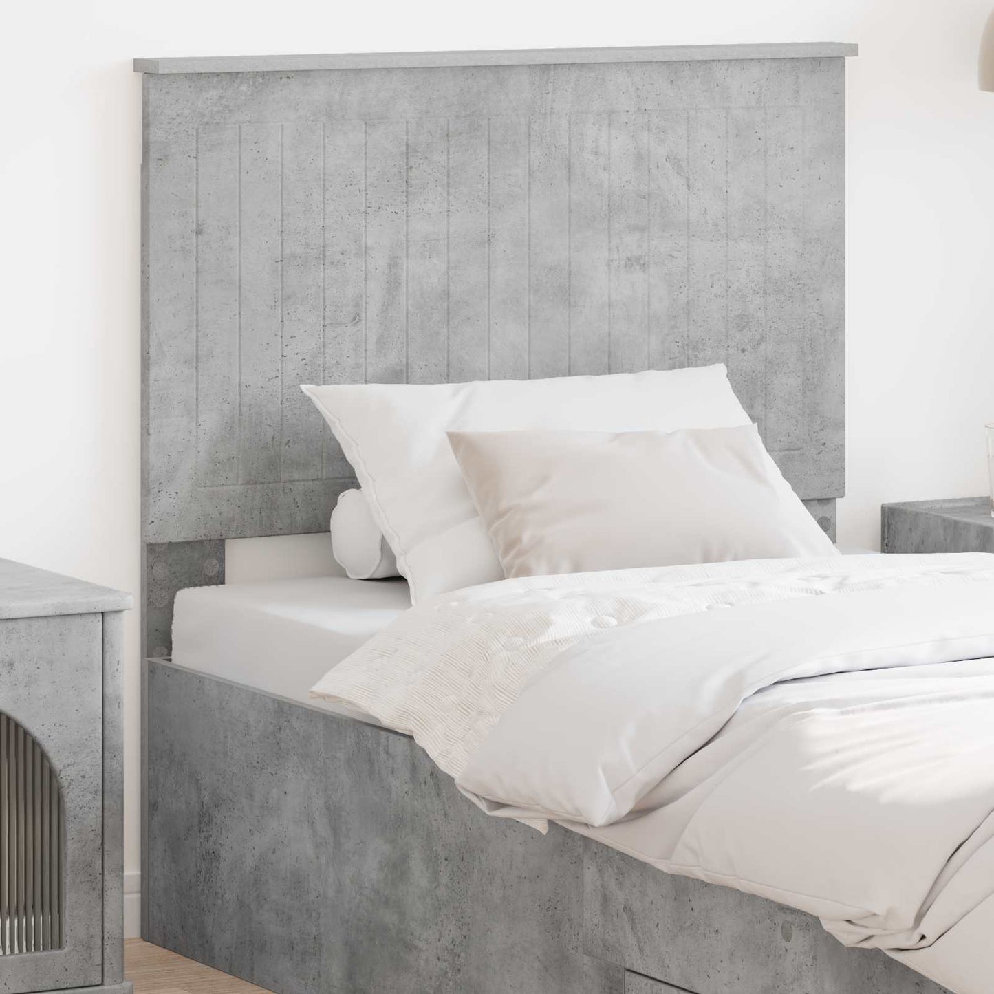 Headboard with Headboard Concrete Grey 90 cm Engineered wood