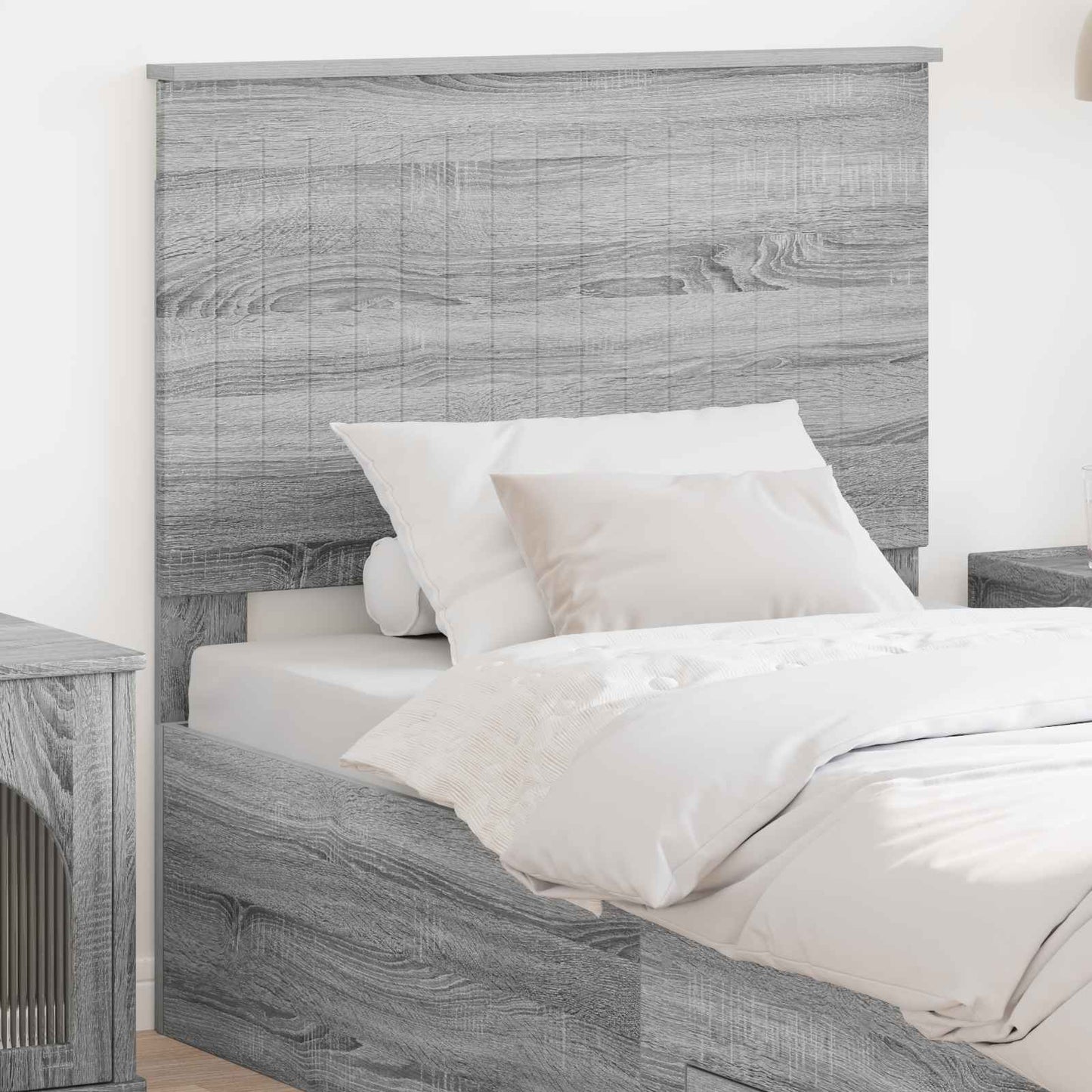 Headboard with Headboard Grey Sonoma 90 cm Engineered wood