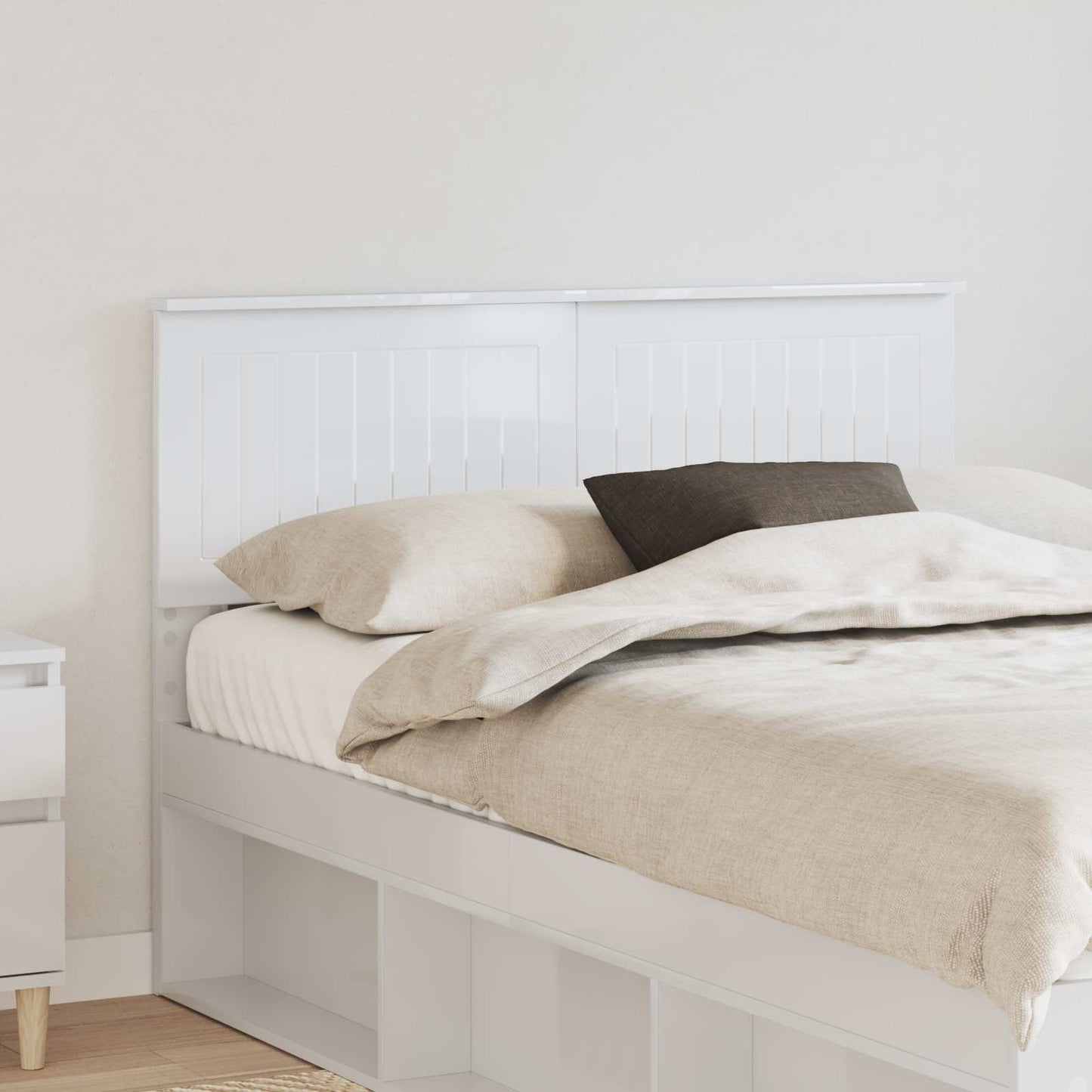 Headboard Gloss White 135 cm Engineered wood