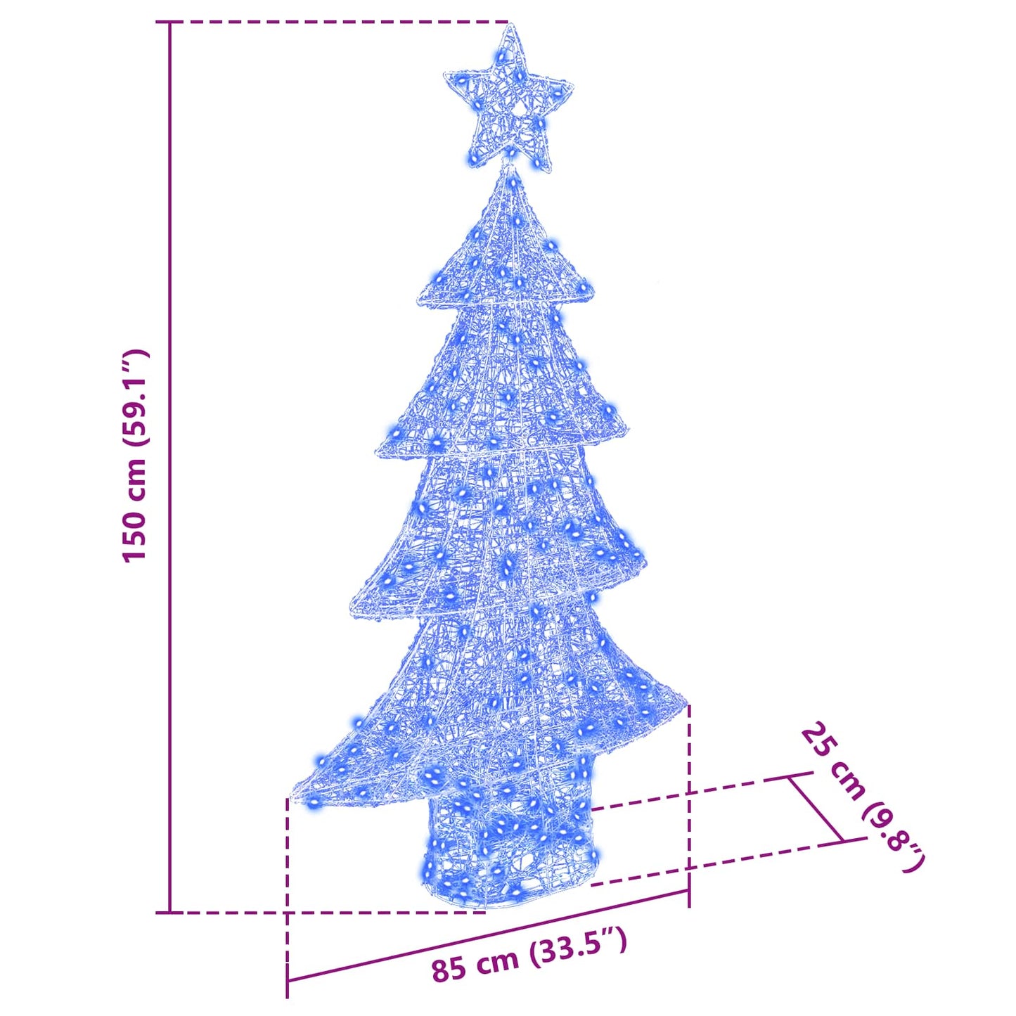 Christmas Tree with 160 LEDs Blue 150 cm Acrylic