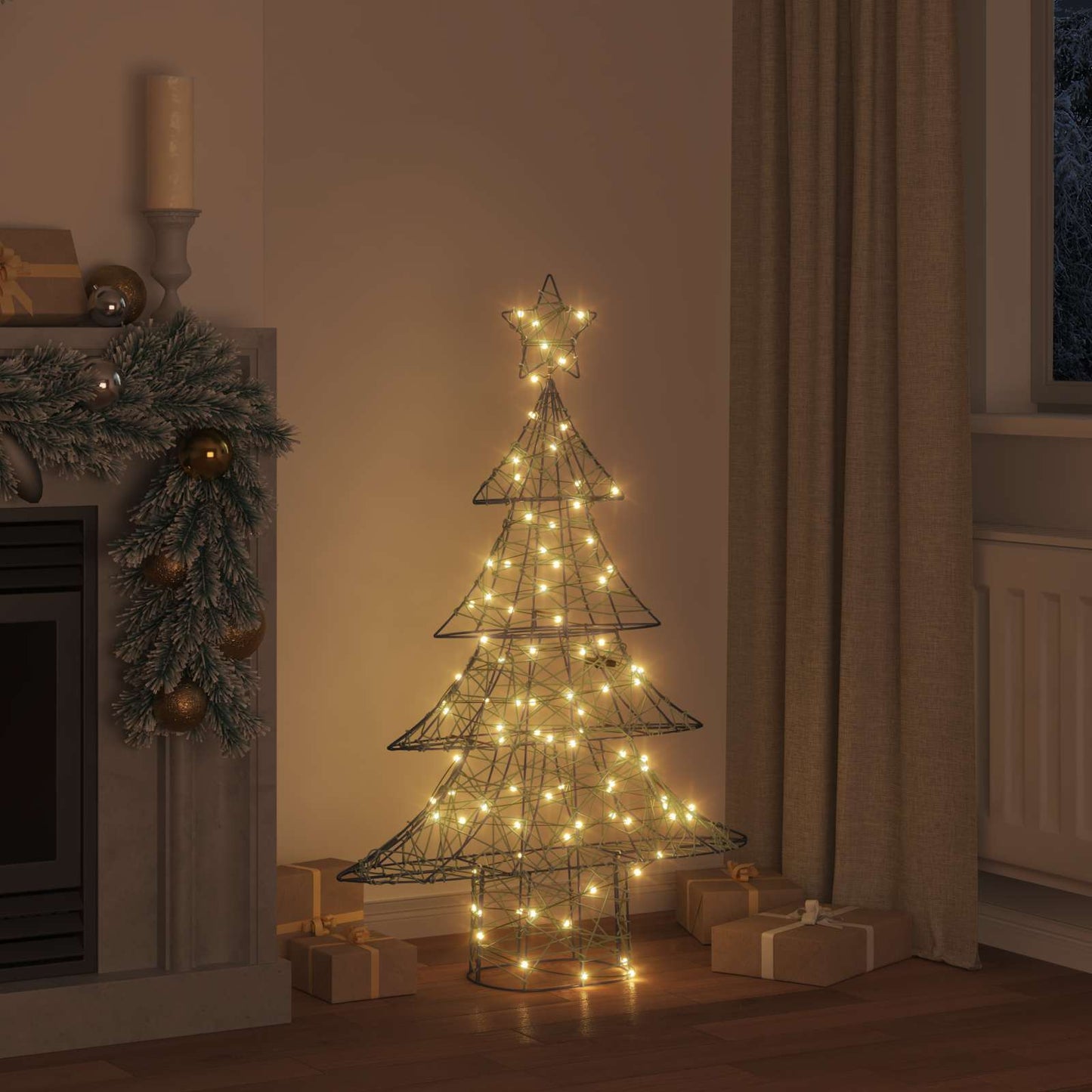 Christmas Tree with 120 LEDs Warm white 150 cm Rattan