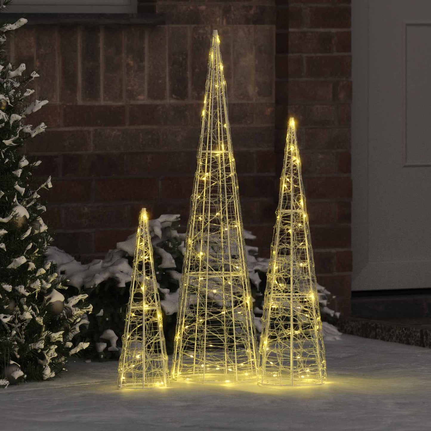 Christmas Tree 3 pcs Warm white 20 x 20 x 80 cm Acrylic