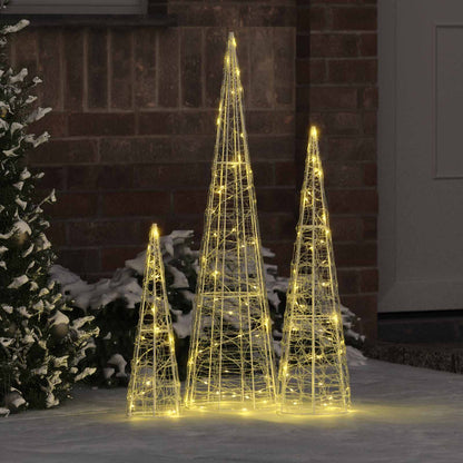 Christmas Tree 3 pcs Warm white 20 x 20 x 80 cm Acrylic