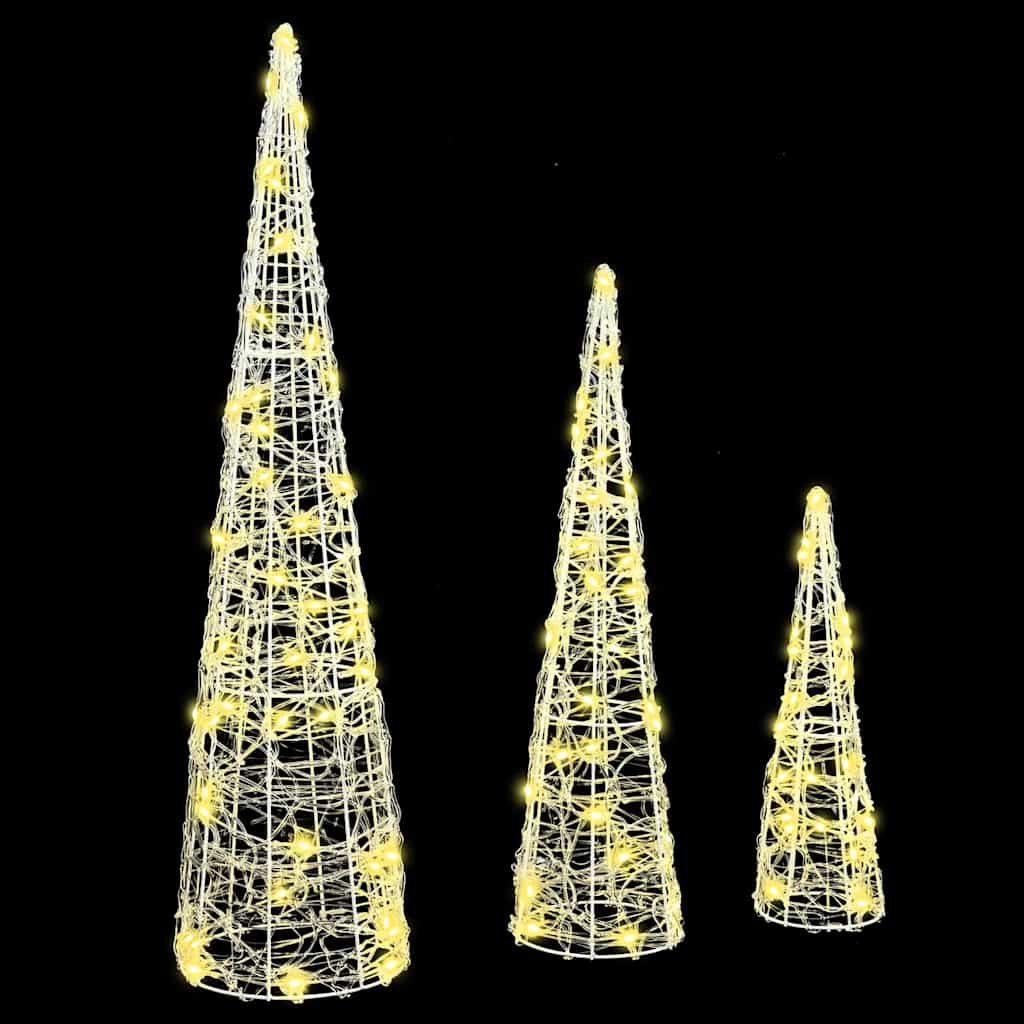 Christmas Tree 3 pcs Warm white 20 x 20 x 80 cm Acrylic