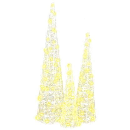 Christmas Tree 3 pcs Warm white 20 x 20 x 80 cm Acrylic