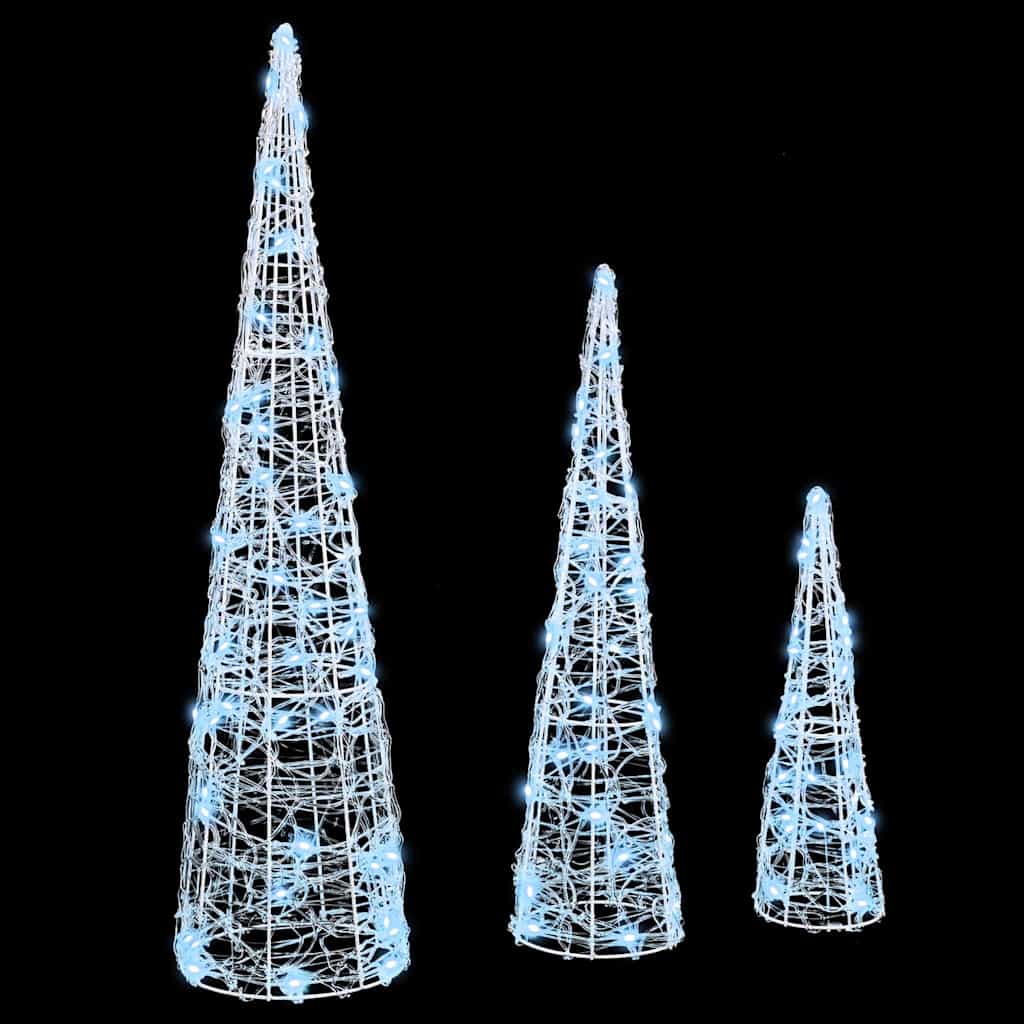 Christmas Tree 3 pcs Cold white 20 x 20 x 80 cm Acrylic