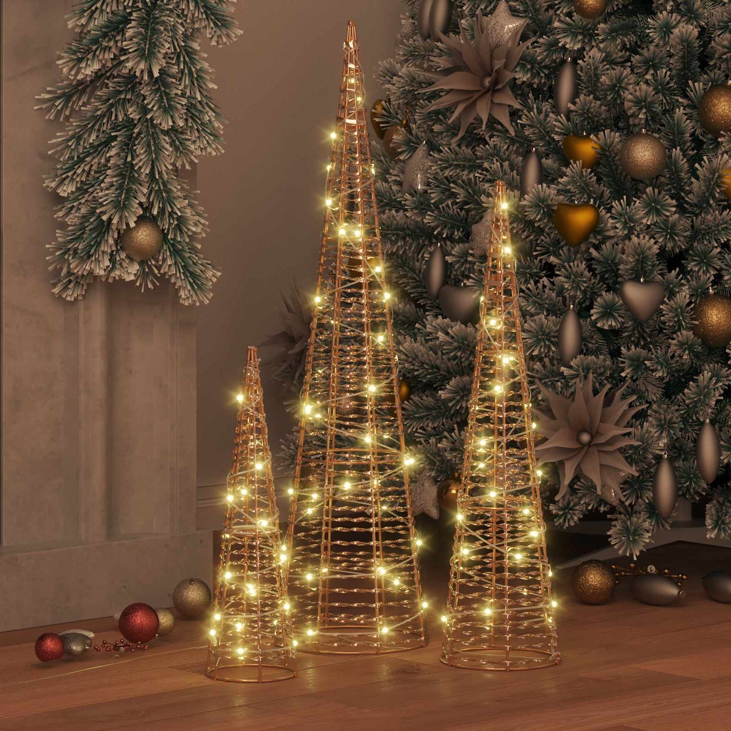 Christmas Tree 3 pcs Warm white 20 x 20 x 80 cm PET