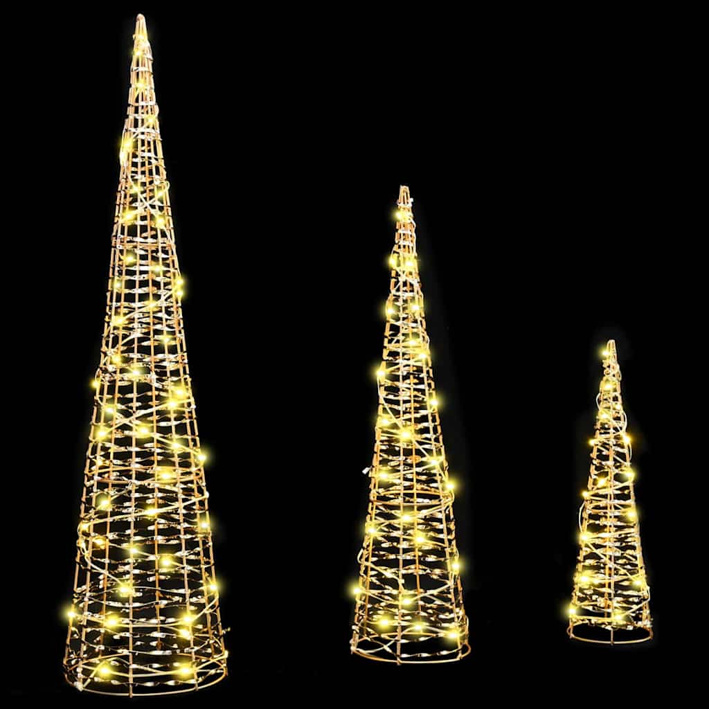 Christmas Tree 3 pcs Warm white 20 x 20 x 80 cm PET