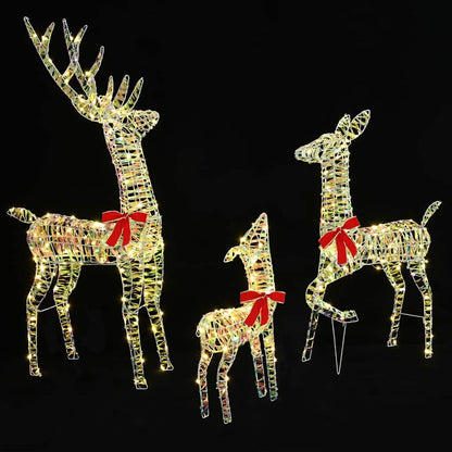 Reindeer Family 3 pcs 300 LEDs Warm white 67 x 26 x 127 cm PET