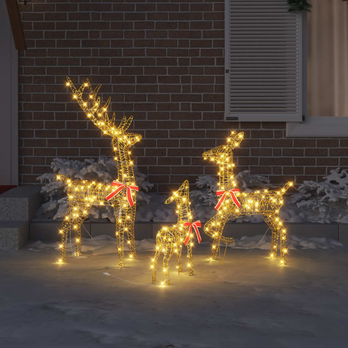 Reindeer Family 3 pcs 300 LEDs Warm white 67 x 26 x 127 cm PET