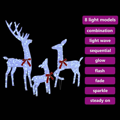 Reindeer Family 3 pcs Cold white 68 x 26 x 127 cm Fabric