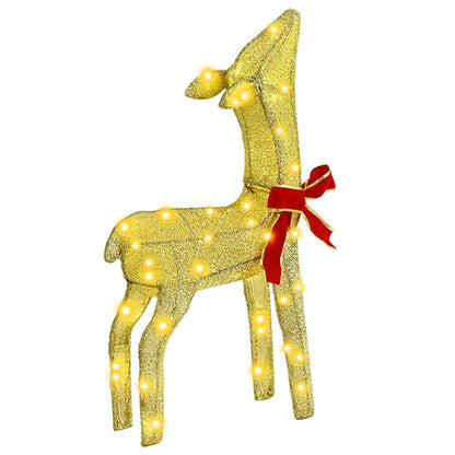Reindeer Family 3 pcs Warm white 68 x 26 x 127 cm Fabric