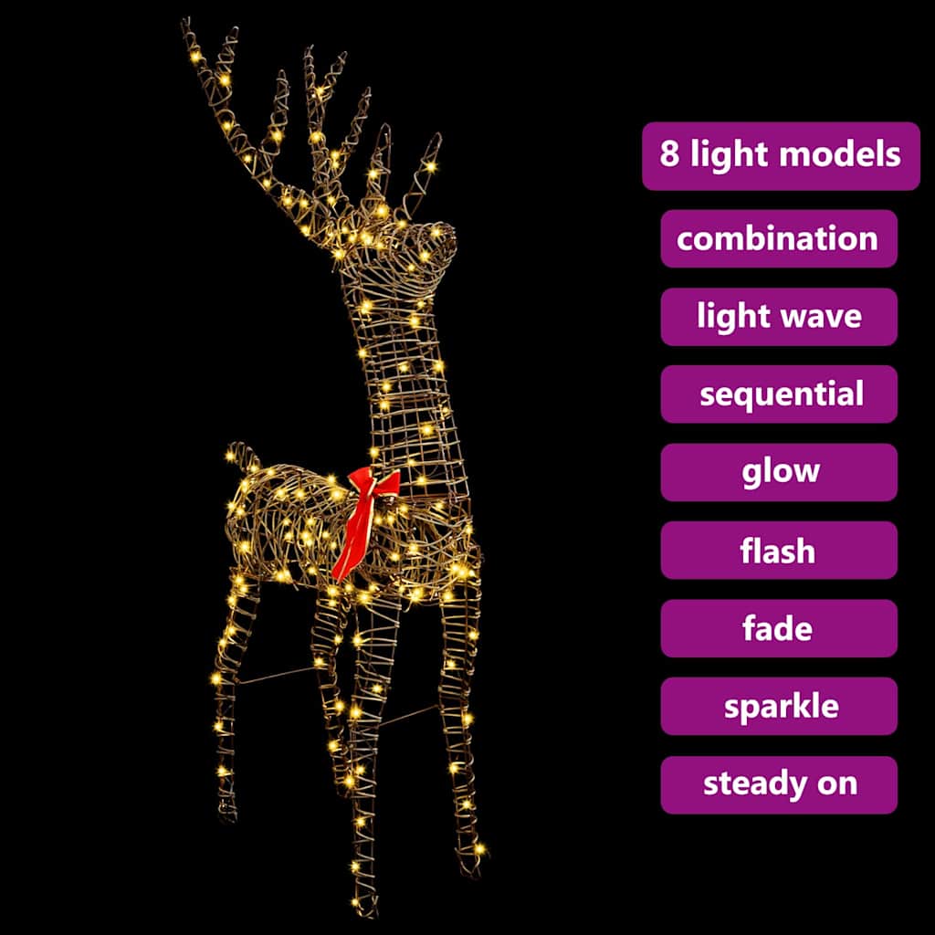 3D Reindeer 140 LEDs Warm white 70 x 41 x 128 cm Rattan