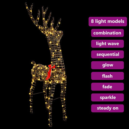 3D Reindeer 140 LEDs Warm white 70 x 41 x 128 cm Rattan