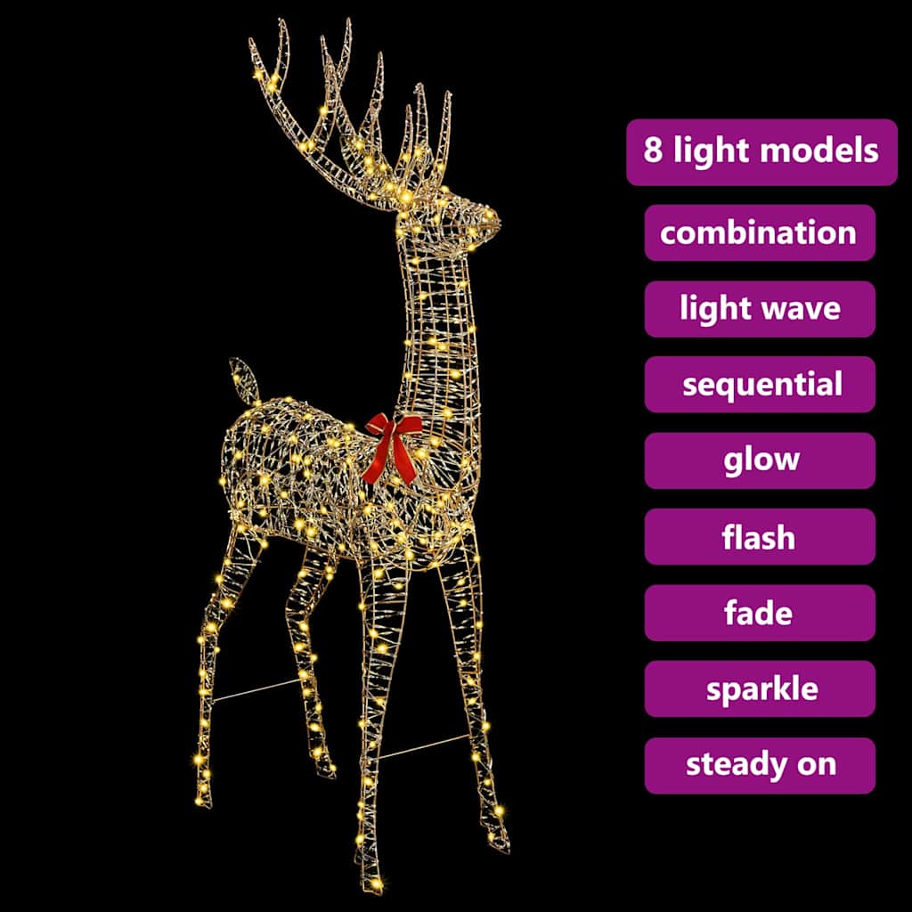3D Reindeer 250 LEDs Warm white 96 x 40 x 180 cm PET