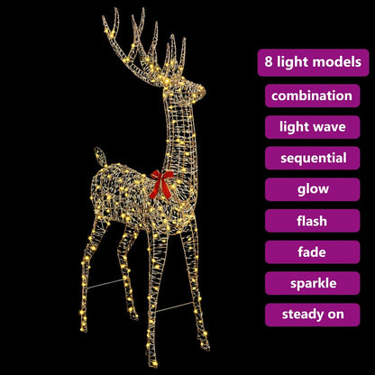 3D Reindeer 250 LEDs Warm white 96 x 40 x 180 cm PET