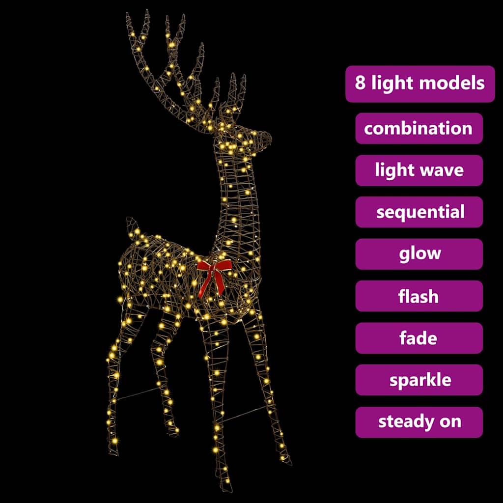 3D Reindeer 250 LEDs Warm white 180 cm Rattan