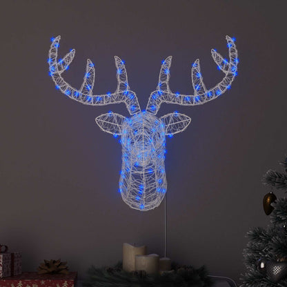Reindeer Head with 140 LEDs Blue 68 x 36.5 x 62.5 cm Acrylic