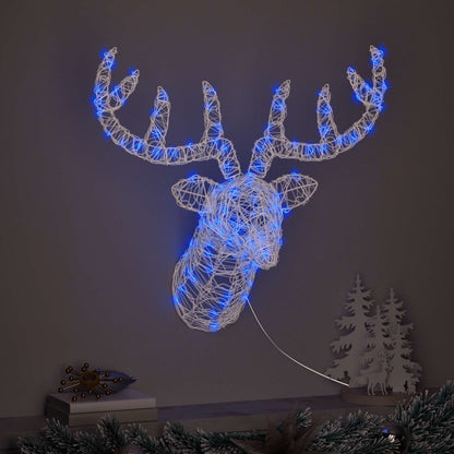 Reindeer Head with 140 LEDs Blue 68 x 36.5 x 62.5 cm Acrylic