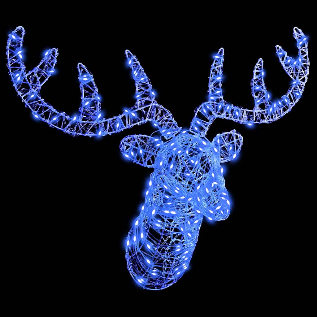 Reindeer Head with 140 LEDs Blue 68 x 36.5 x 62.5 cm Acrylic