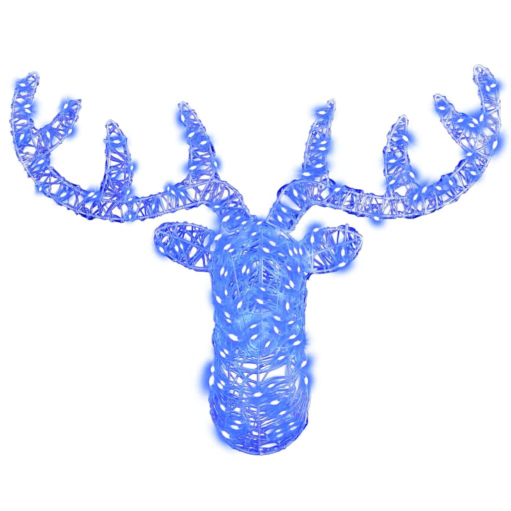 Reindeer Head with 140 LEDs Blue 68 x 36.5 x 62.5 cm Acrylic