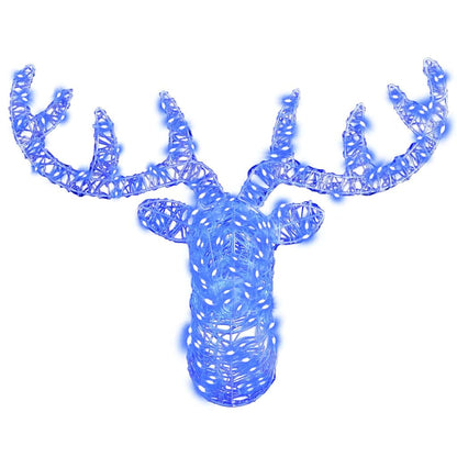 Reindeer Head with 140 LEDs Blue 68 x 36.5 x 62.5 cm Acrylic