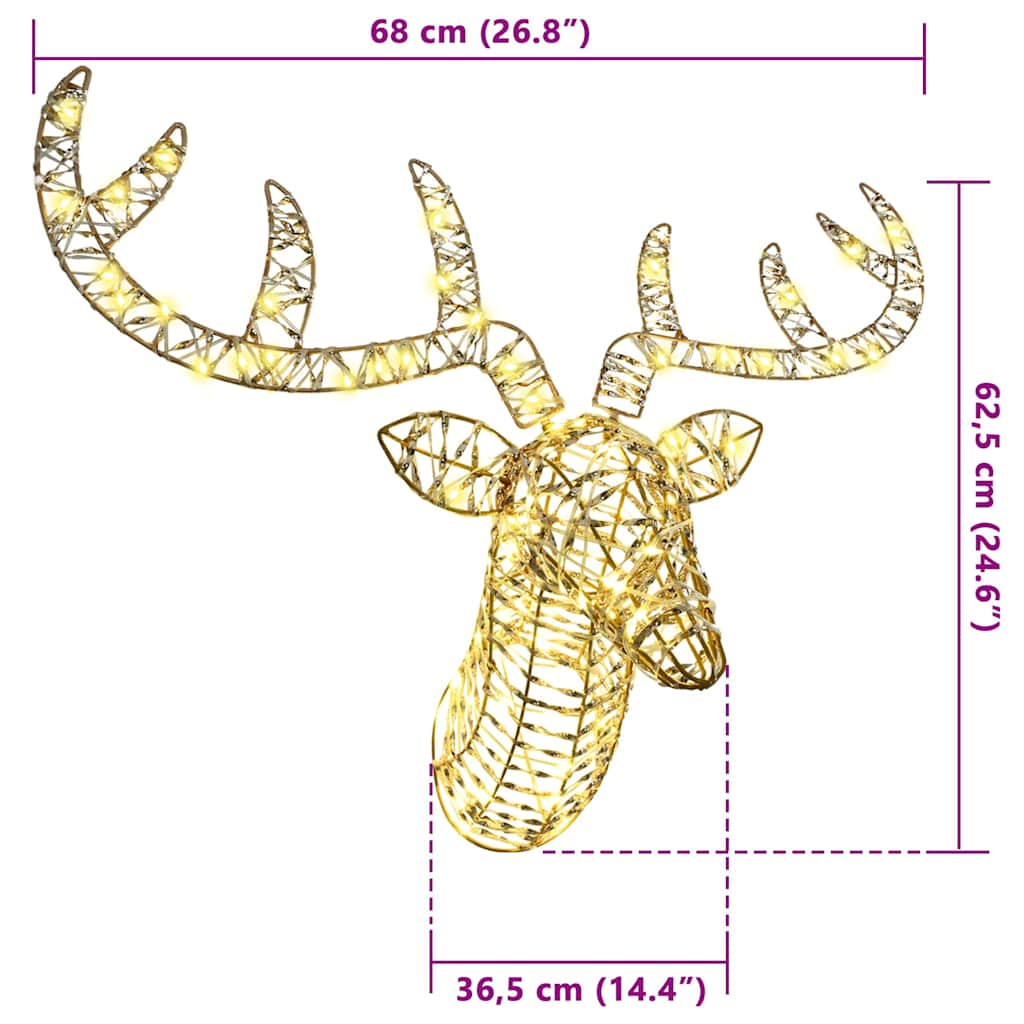 Reindeer Pull Sleigh Warm white 68 x 36.5 x62.5 cm PET