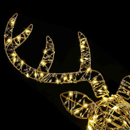 Reindeer Pull Sleigh Warm white 68 x 36.5 x 62.5 cm Rattan